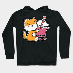 cat hugging boba Hoodie